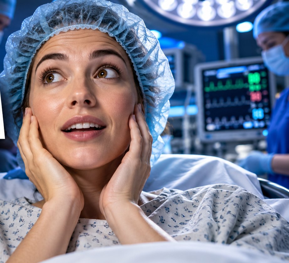 Patient speaking with a clinician before an operation