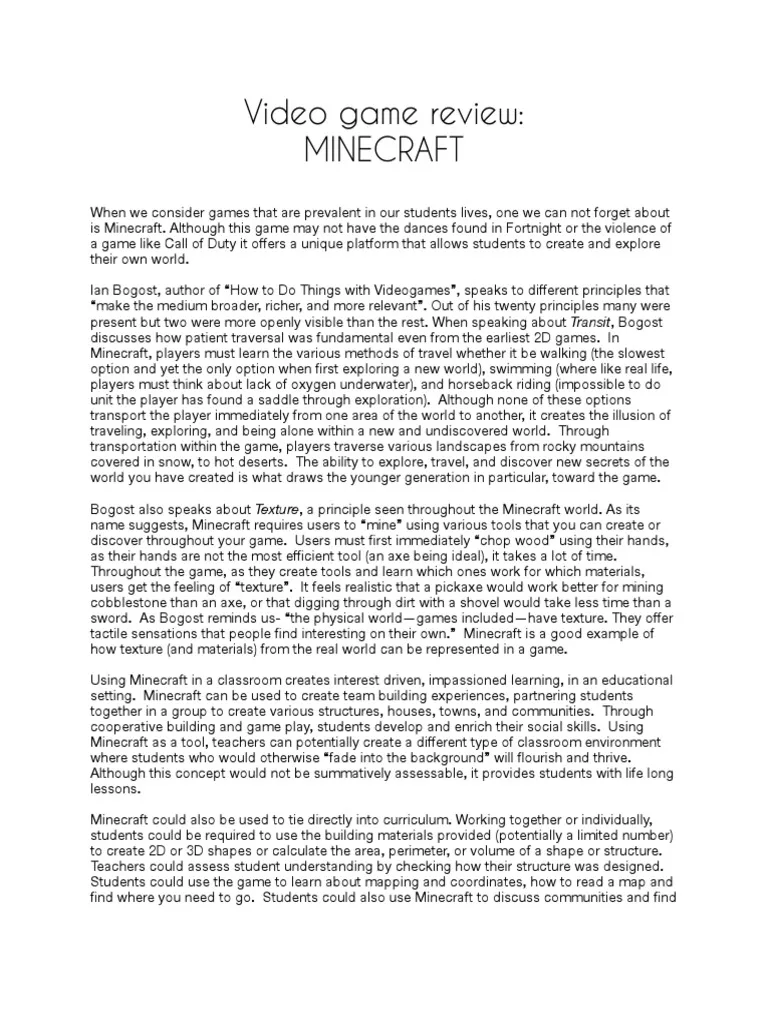 Top Gamers’ Thoughts On The Minecraft ReviewReviewed by Chloe Bennett - Game Basics Editor