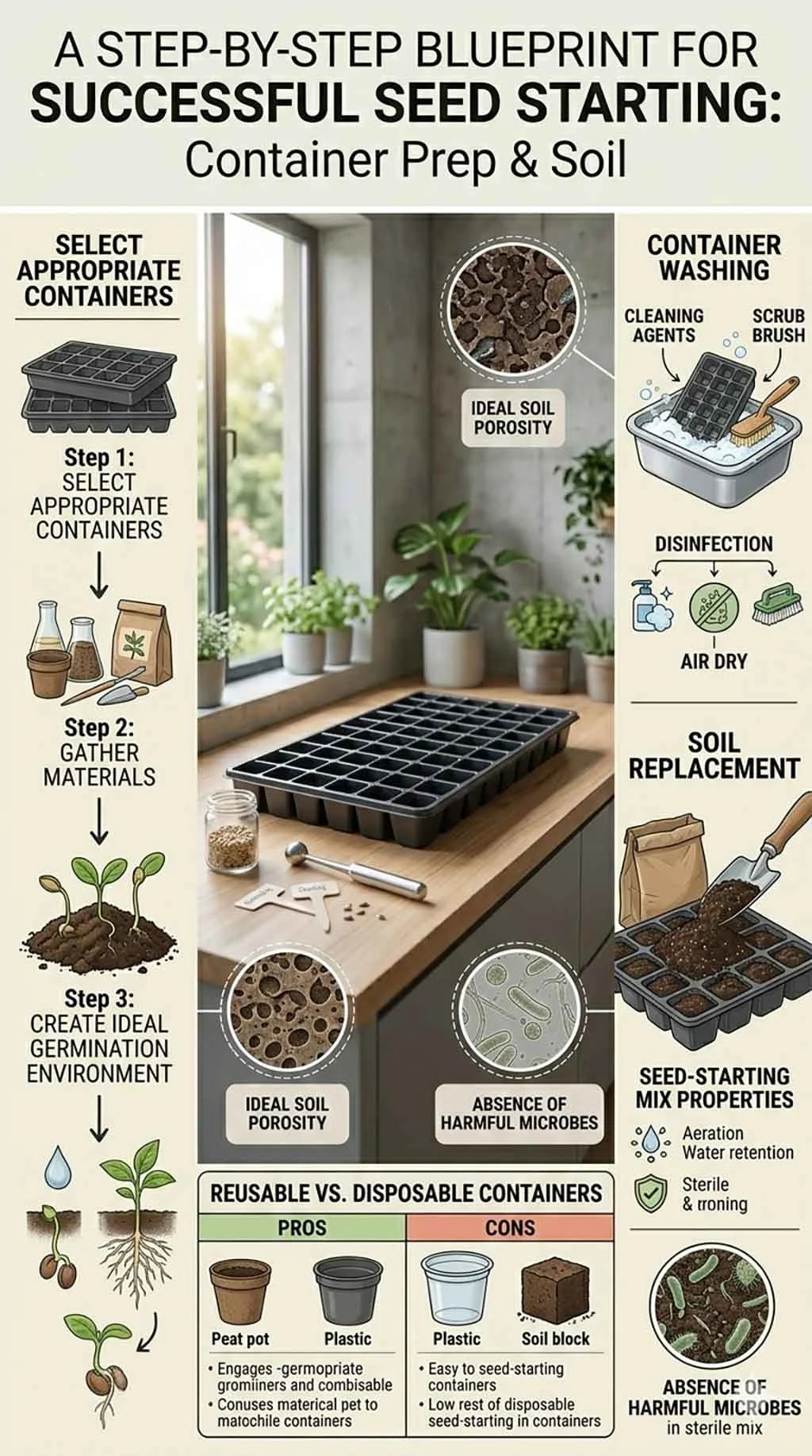 Clean indoor vegetable gardening sanitation process