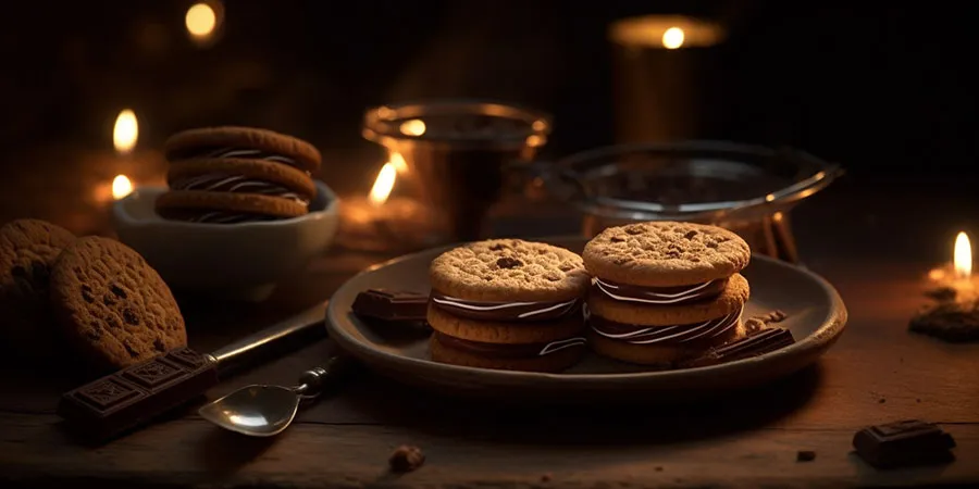 beautifully presented S'mores cookies with teaspoon.