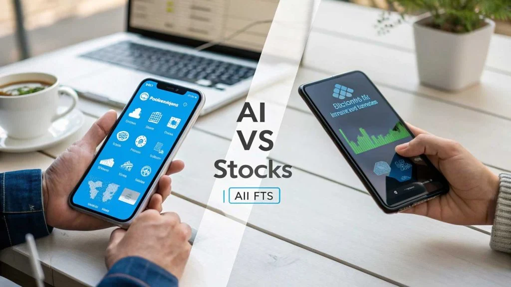 Comparison chart showing AI ETFs vs AI stocks for beginners.