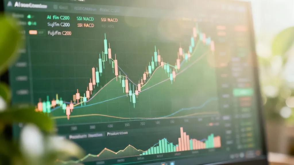 Diagram showing AI analyzing charts for investment insights.