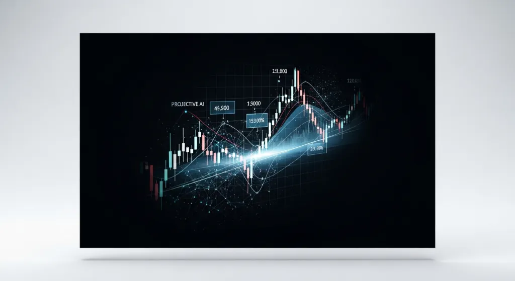 Financial chart showing AI predictions overlayed on candlesticks.
