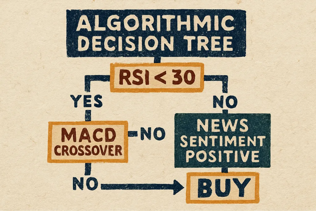 Flowchart showing AI rules for buy and sell decisions