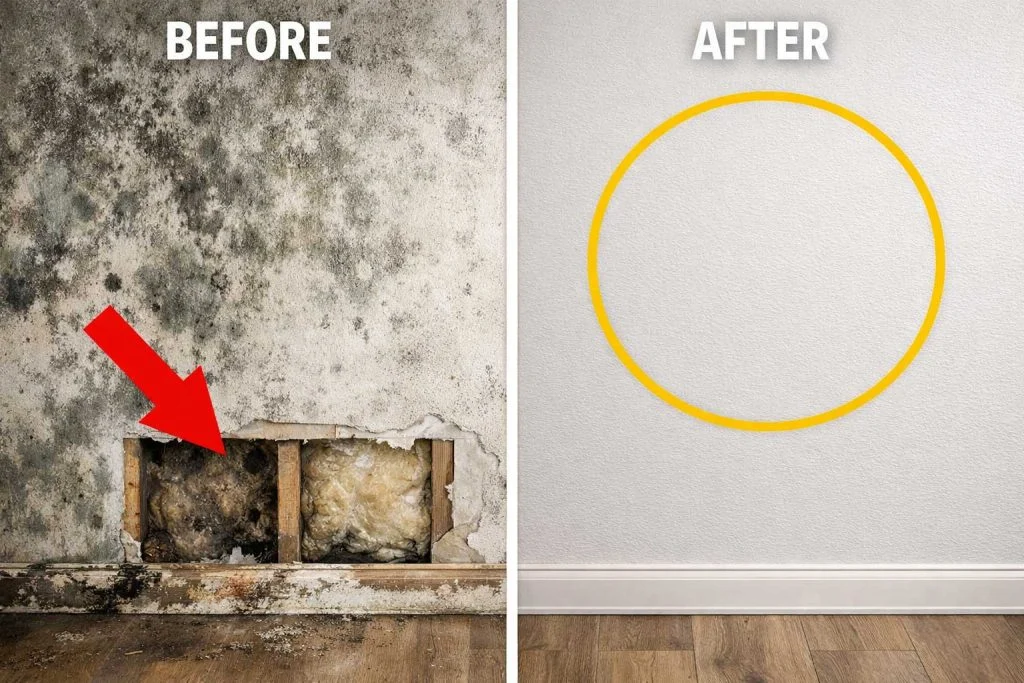 Cleaned mold surface hiding deeper wall damage