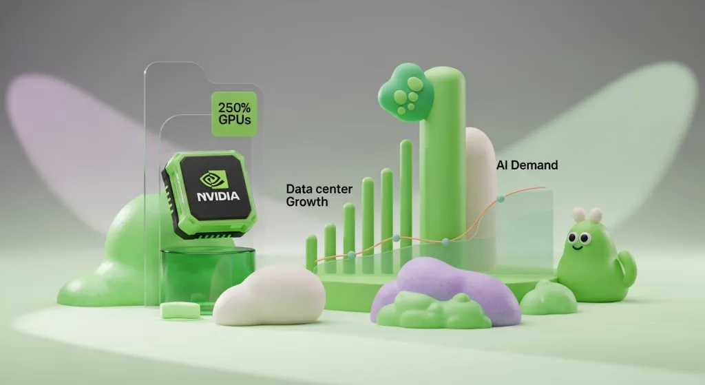 Chart showing NVIDIA’s AI hardware market share and growth