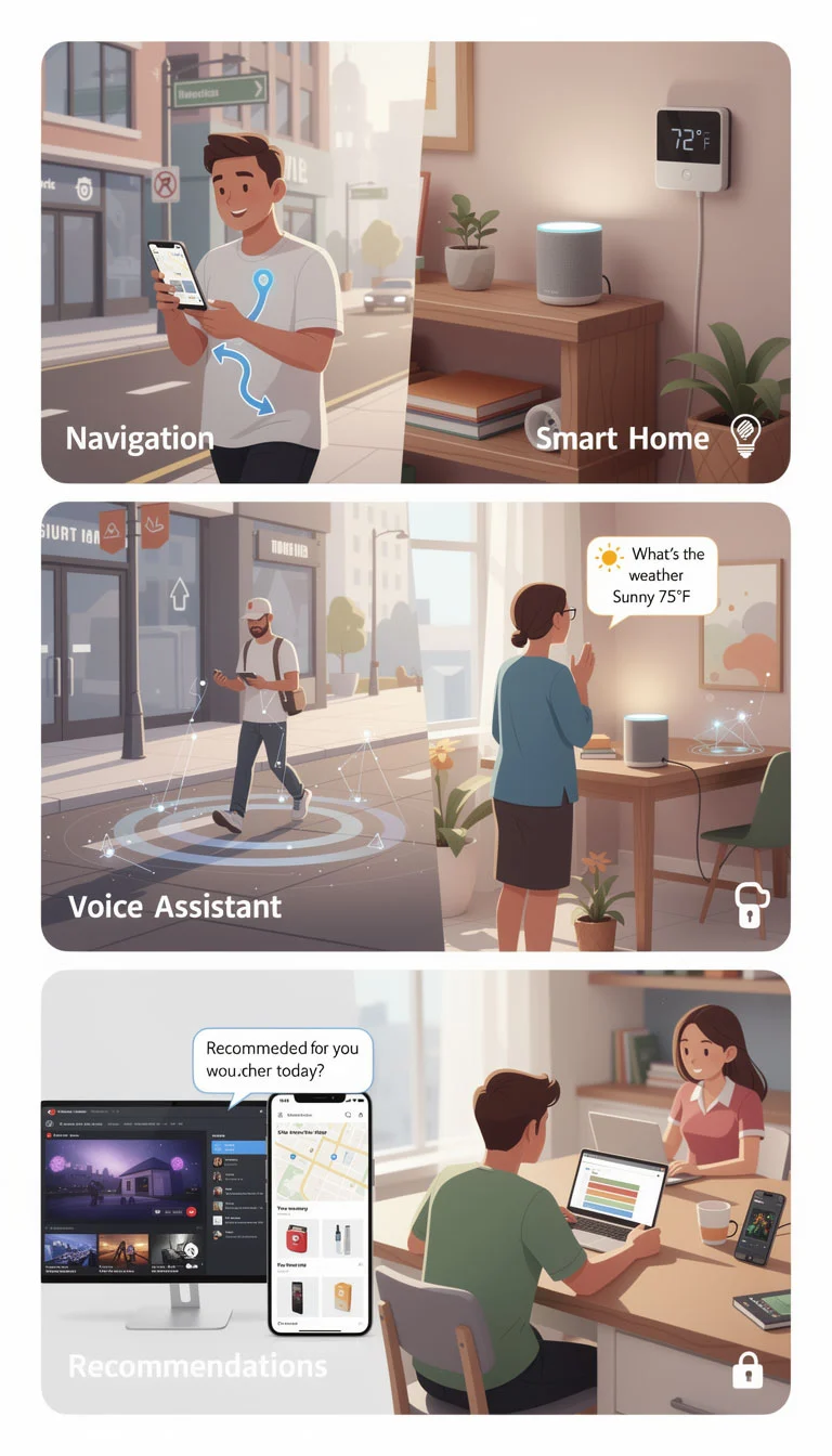 AI use cases in daily life such as navigation and smart assistants