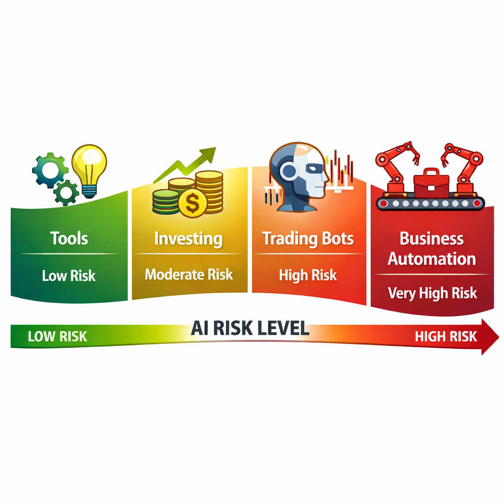 Chart showing different AI risk levels across tools, investing, and business
