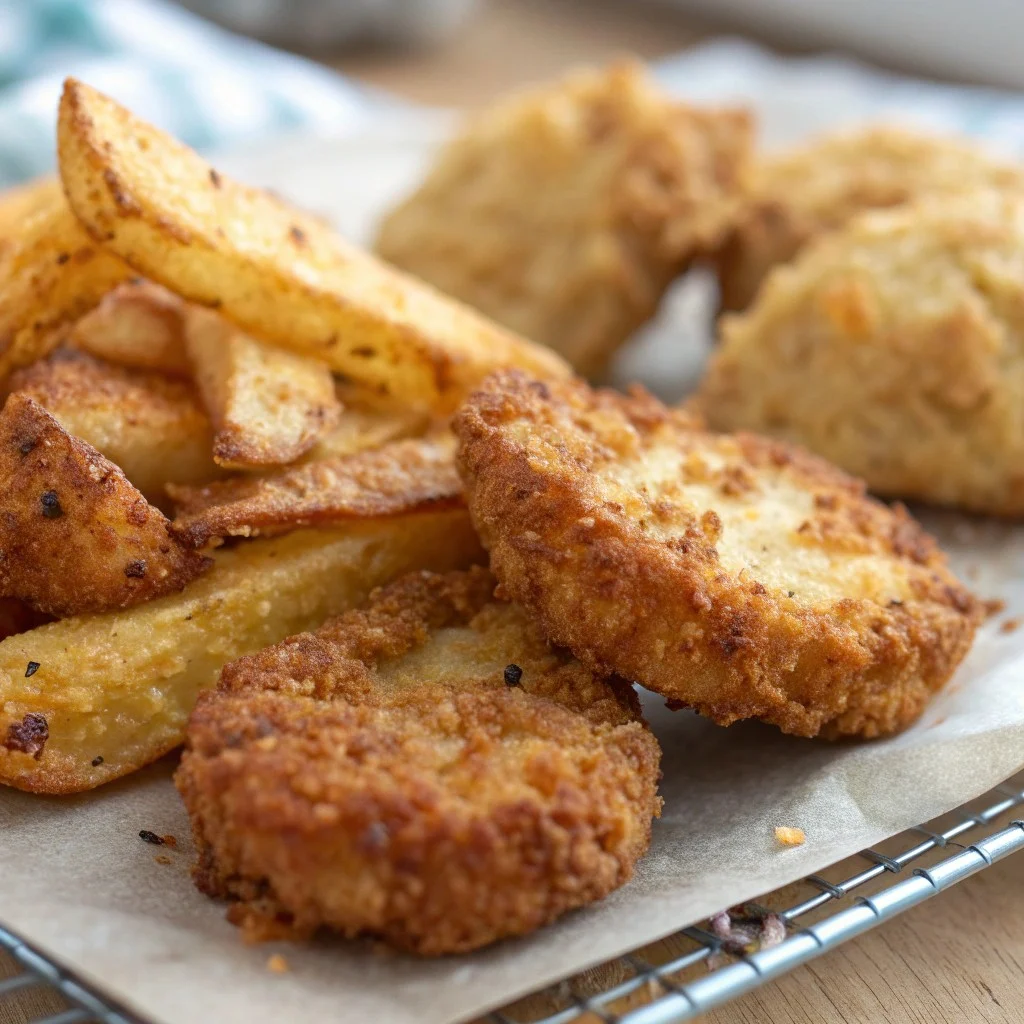 Air-fried food dry texture macro