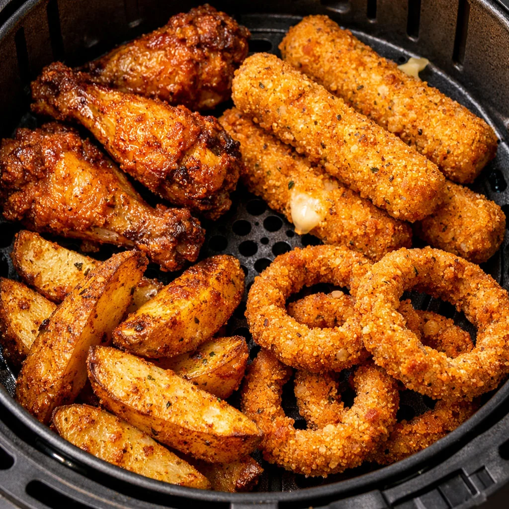 Air fried food texture close up