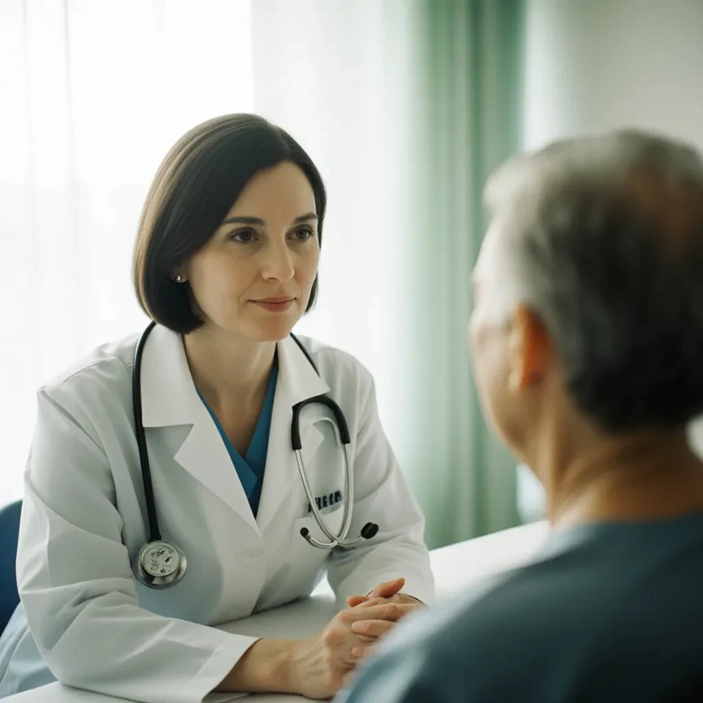 Doctor discussing cancer treatment options with a patient