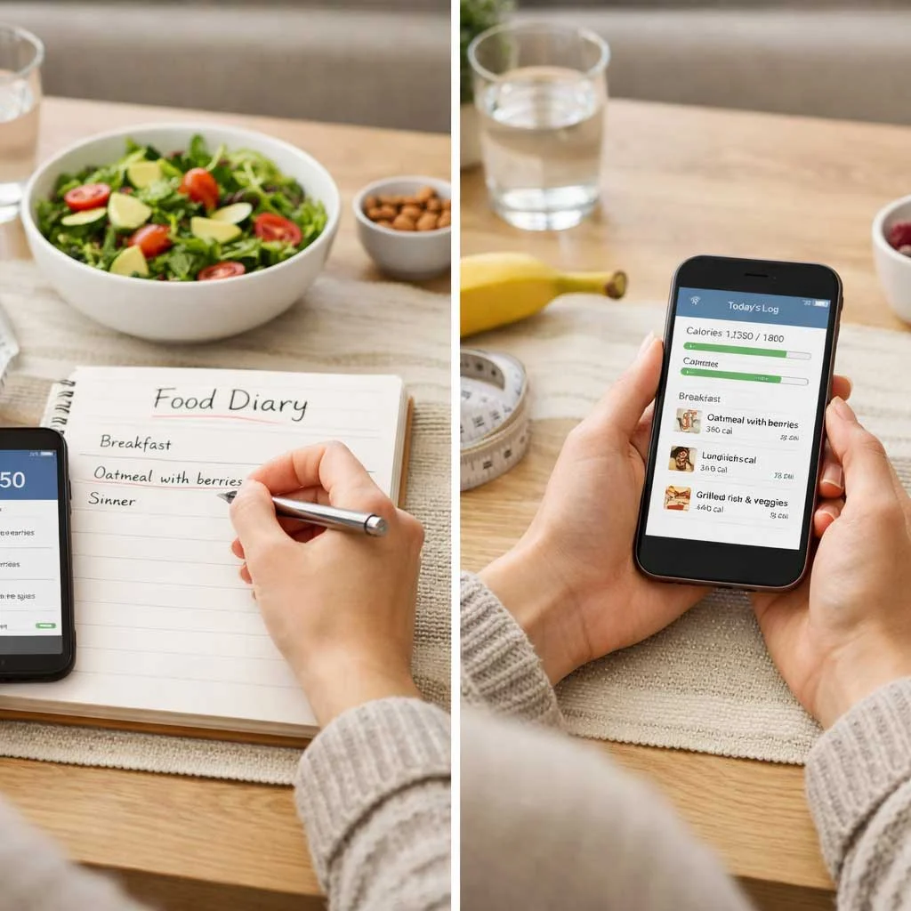Person tracking meals and bloating symptoms in daily life