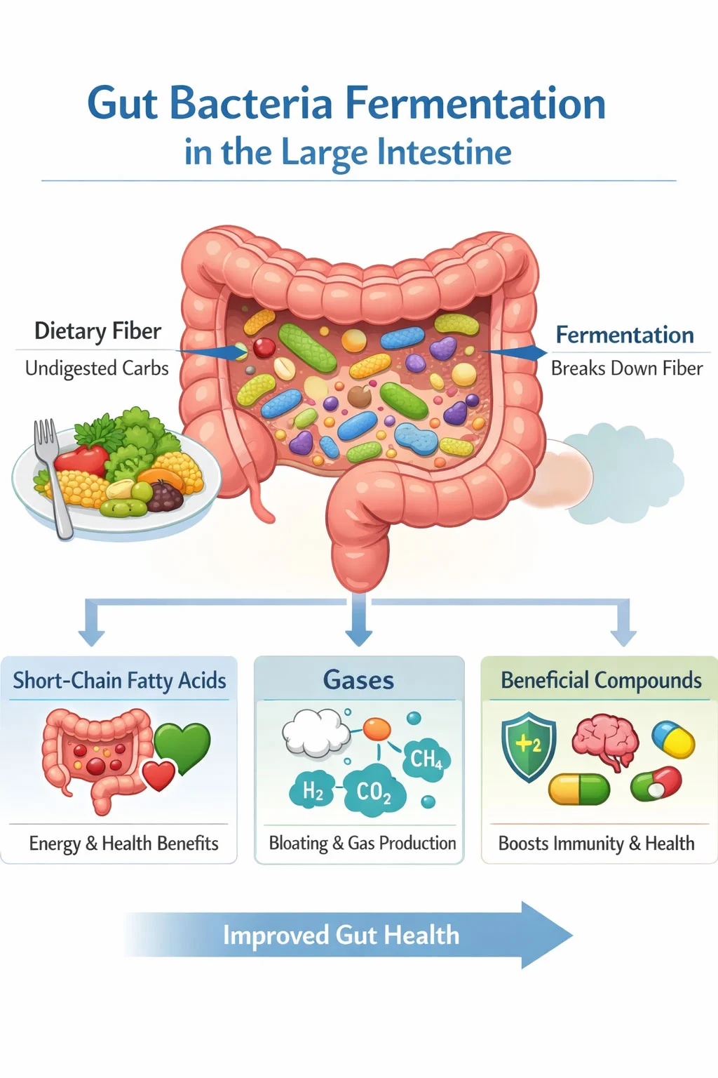 gut bacteria fermenting food causing gas and bloating