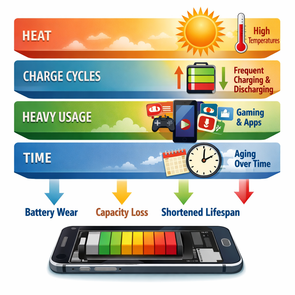 Factors that cause smartphone battery aging