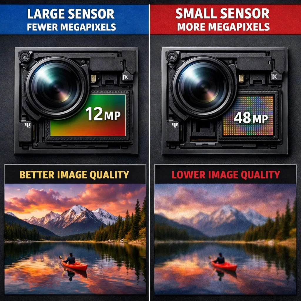 Phone camera sensor size compared to megapixel count