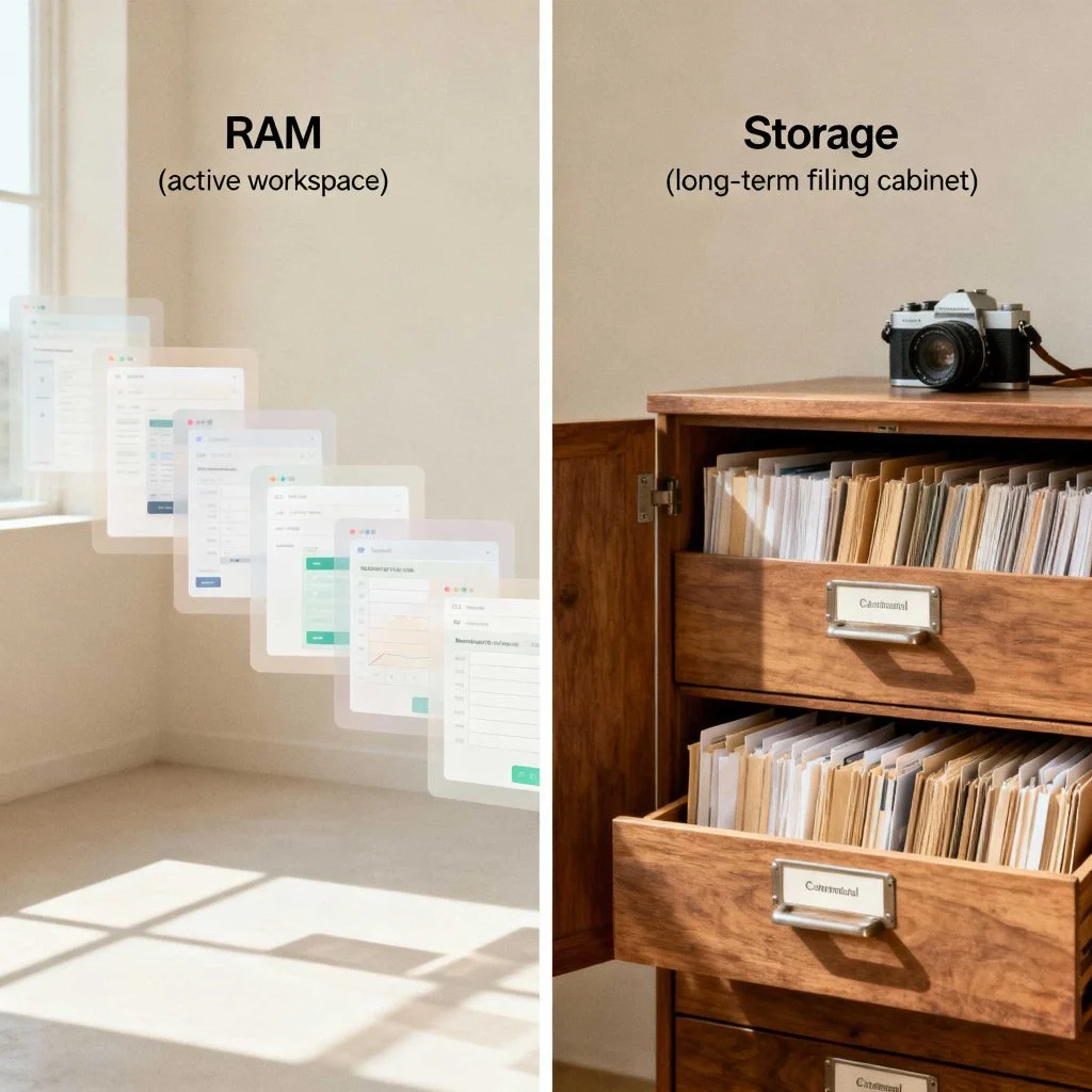 Difference between phone RAM and storage explained visually