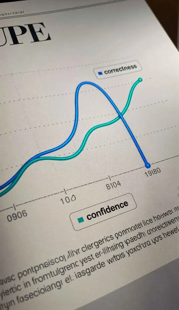 Graph showing difference between AI confidence and actual correctness