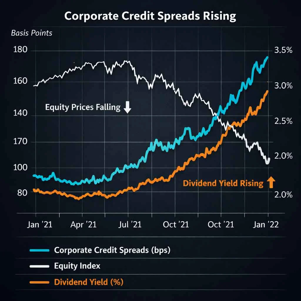 Credit spread widening increasing dividend vulnerability