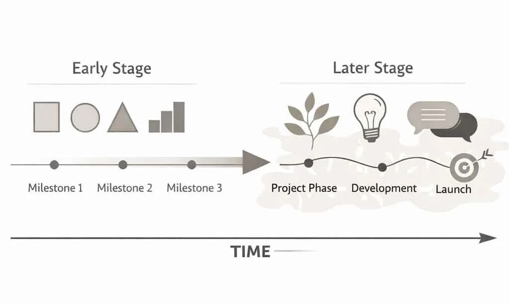 Graph showing AI performing strongly in early phases and human judgment stabilizing long-term outcomes