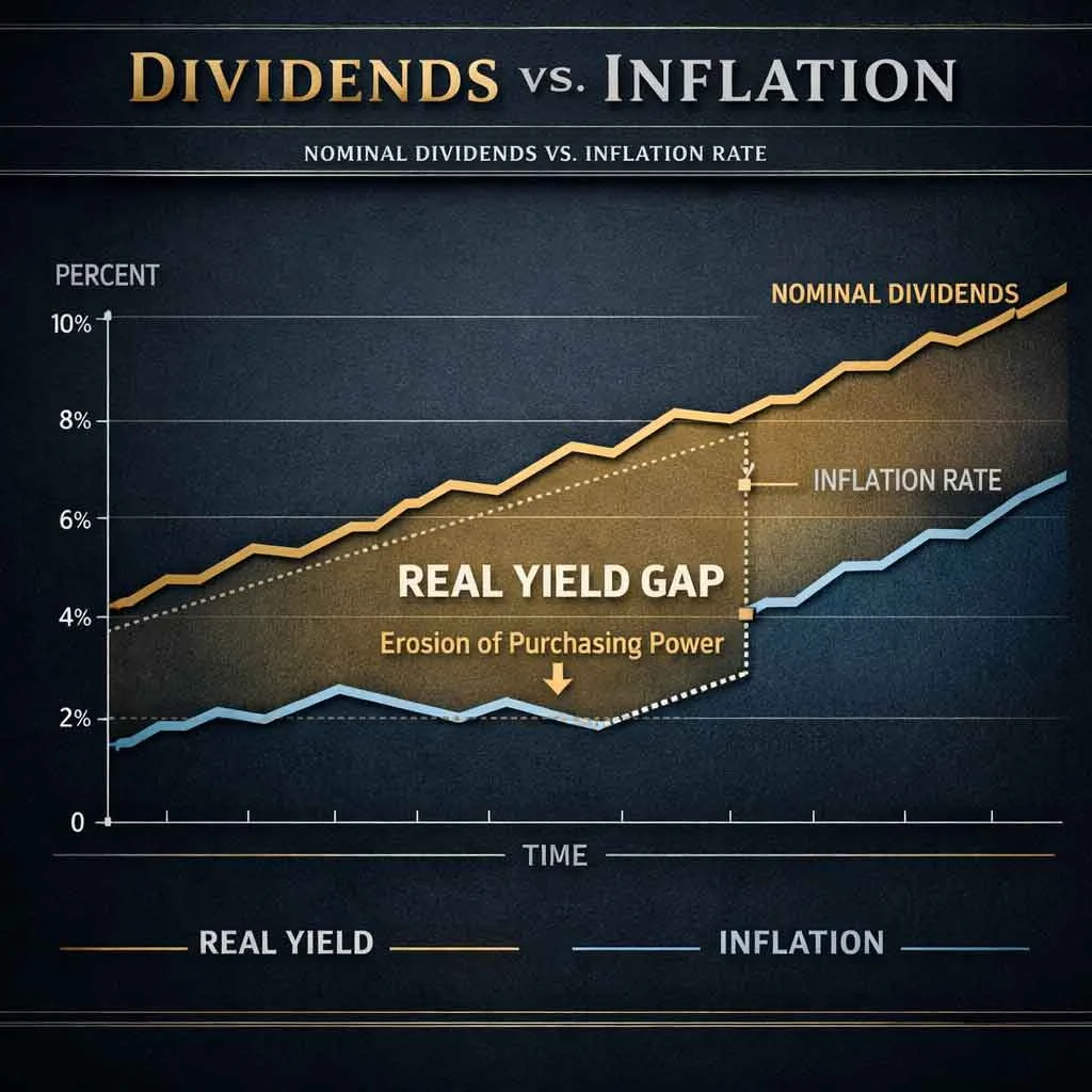 Inflation impact on real dividend yield and purchasing power