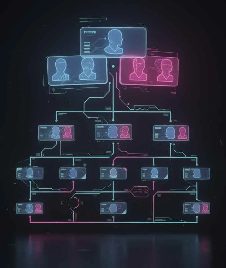 Tiered digital identity hierarchy showing high, mid, and emerging profiles