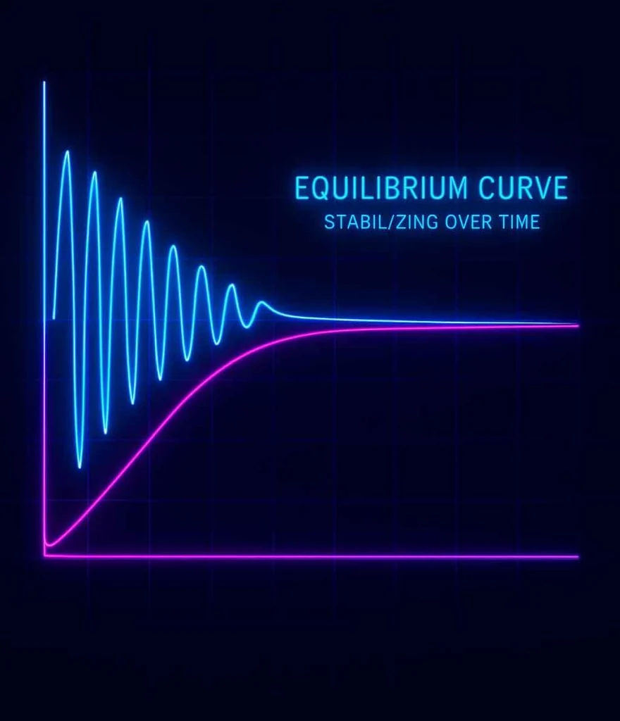 Digital visibility market equilibrium chart showing bid stabilization over time