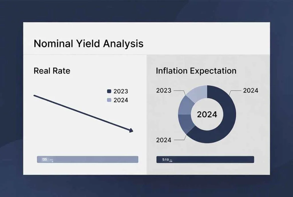 Breakdown of nominal sovereign yield into real rate and inflation components