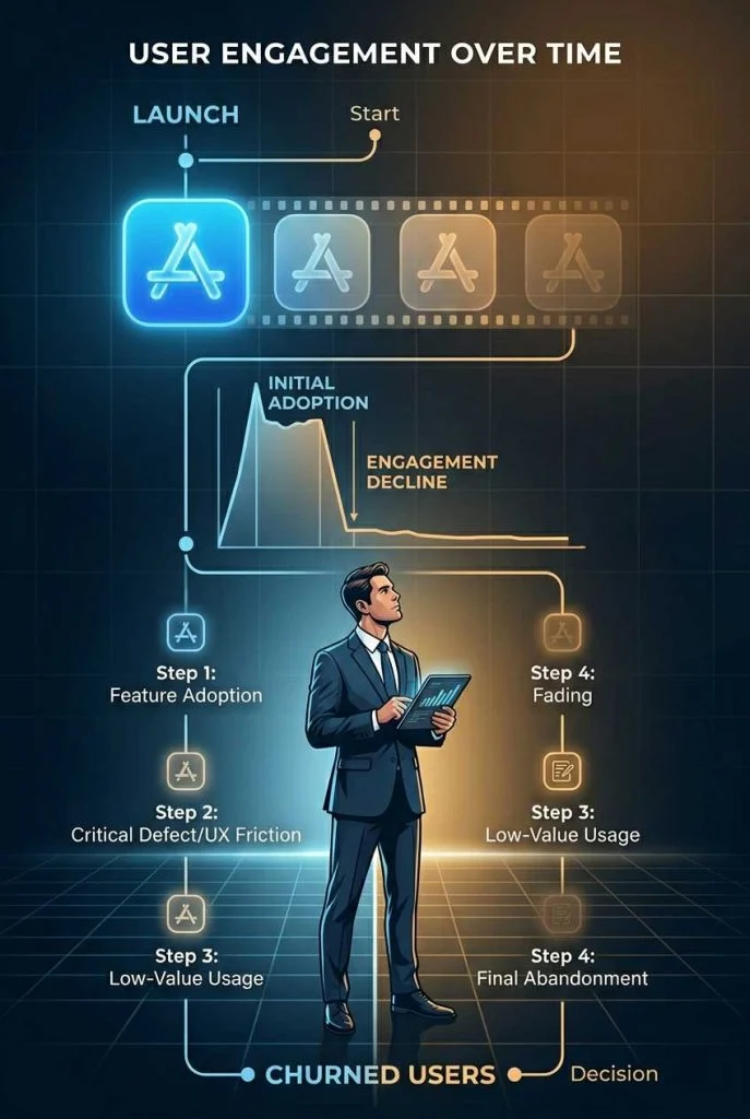 Mobile app adoption failure curve