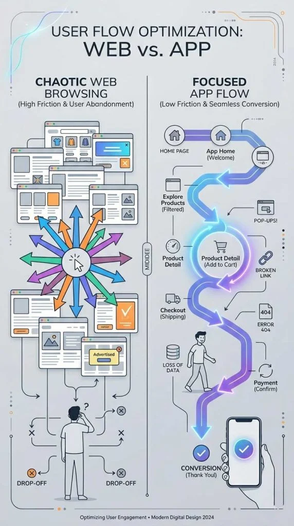 Mobile app vs website conversion environment comparison
