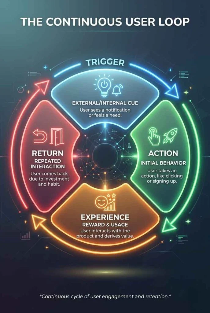Mobile app retention loop stages