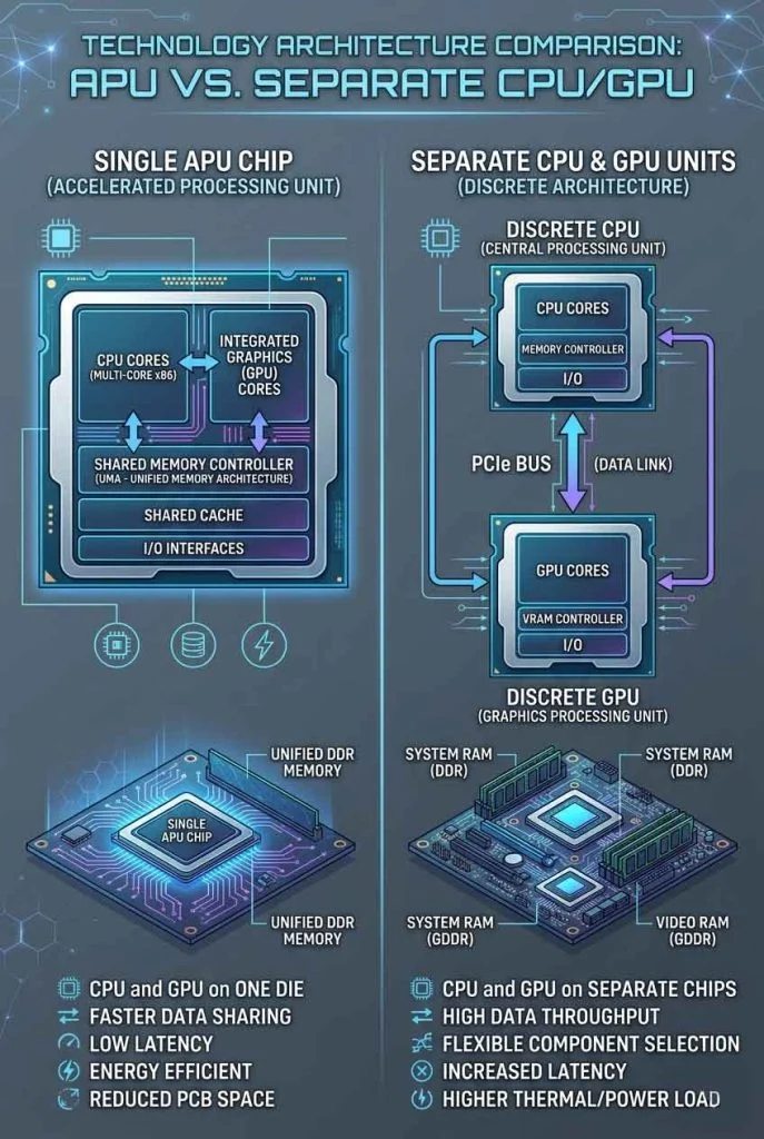 APU vs GPU architecture console vs PC comparison