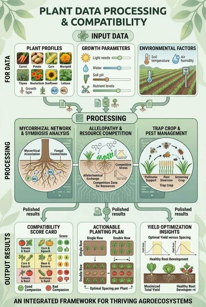 diagram showing plant compatibility engine input processing and output flow