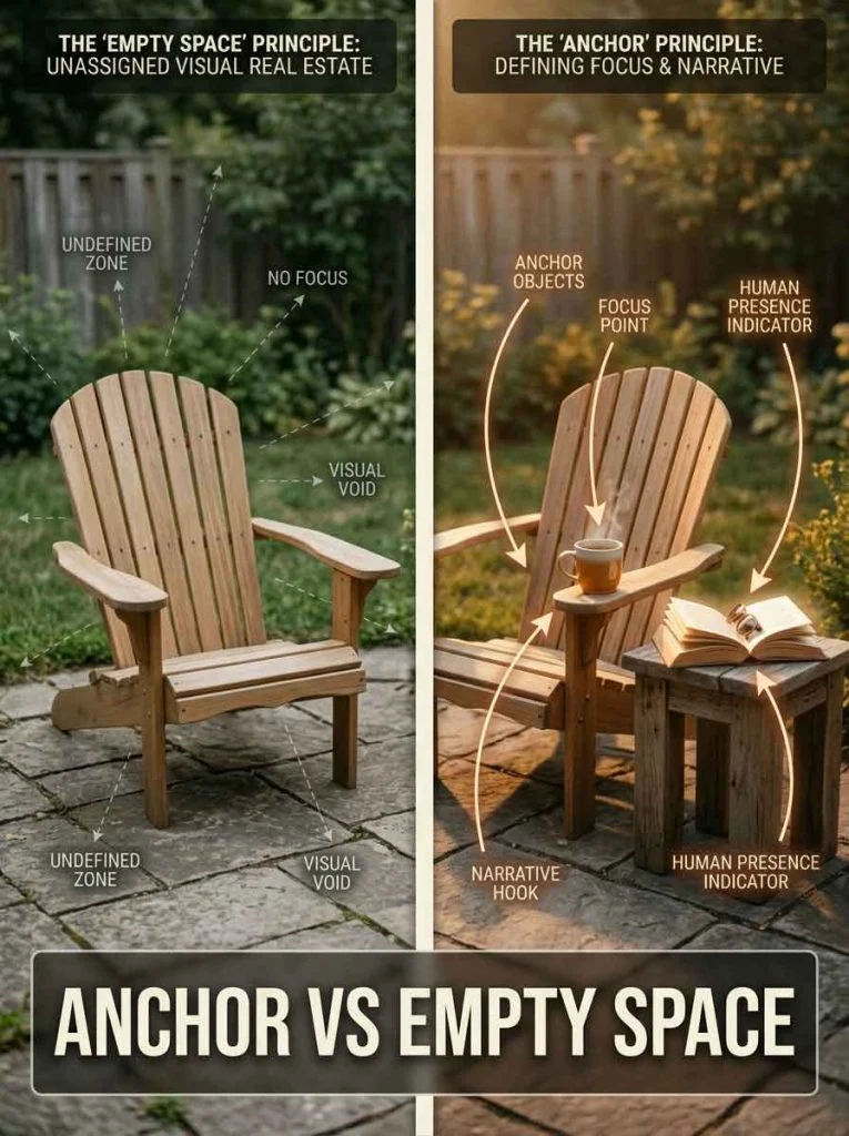 Diagram showing backyard with behavioral anchor versus empty unused space