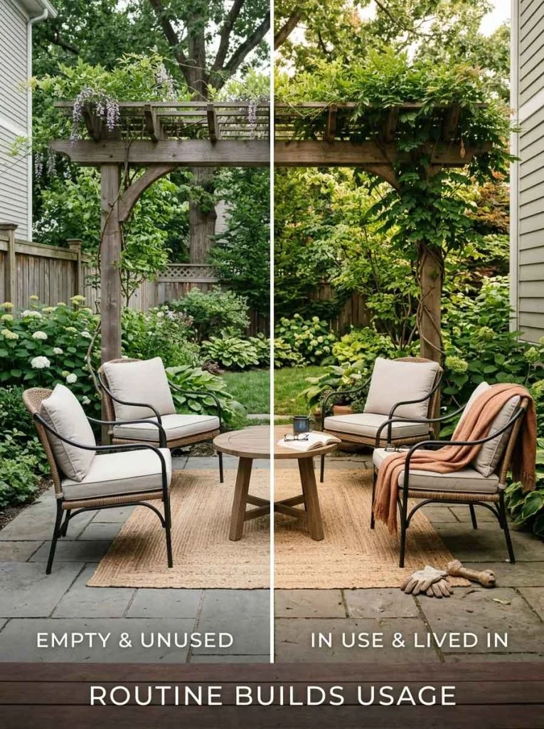 Comparison between consistently used backyard and rarely used backyard