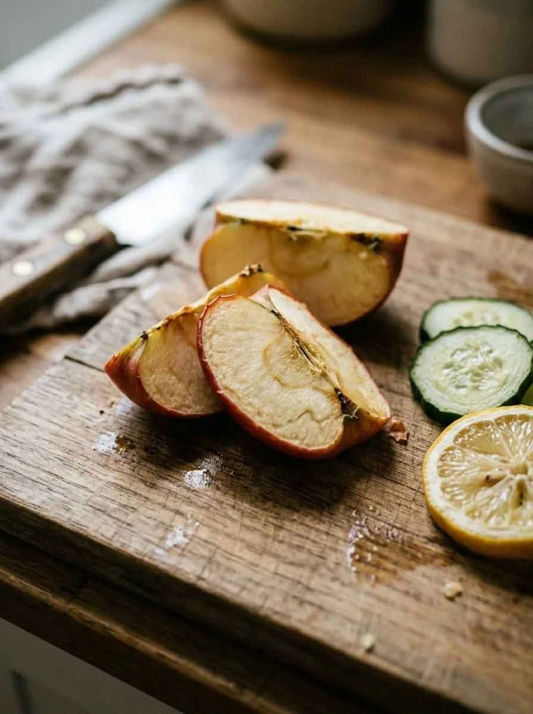 Cut fruit and vegetables showing faster texture breakdown