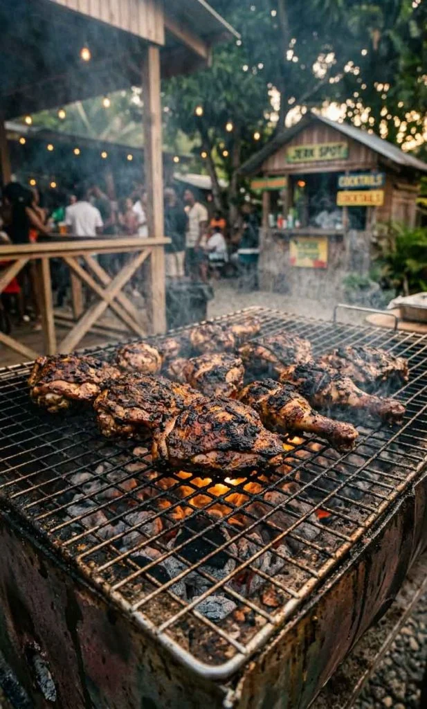 Jamaican jerk chicken with spicy charred barbecue coating