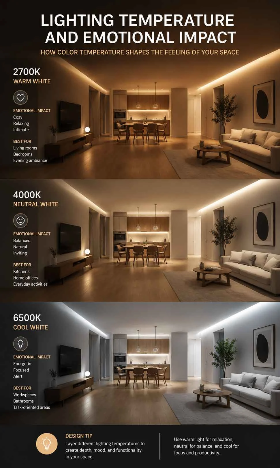 Warm oak wood flooring inside modern apartment with calming atmosphere