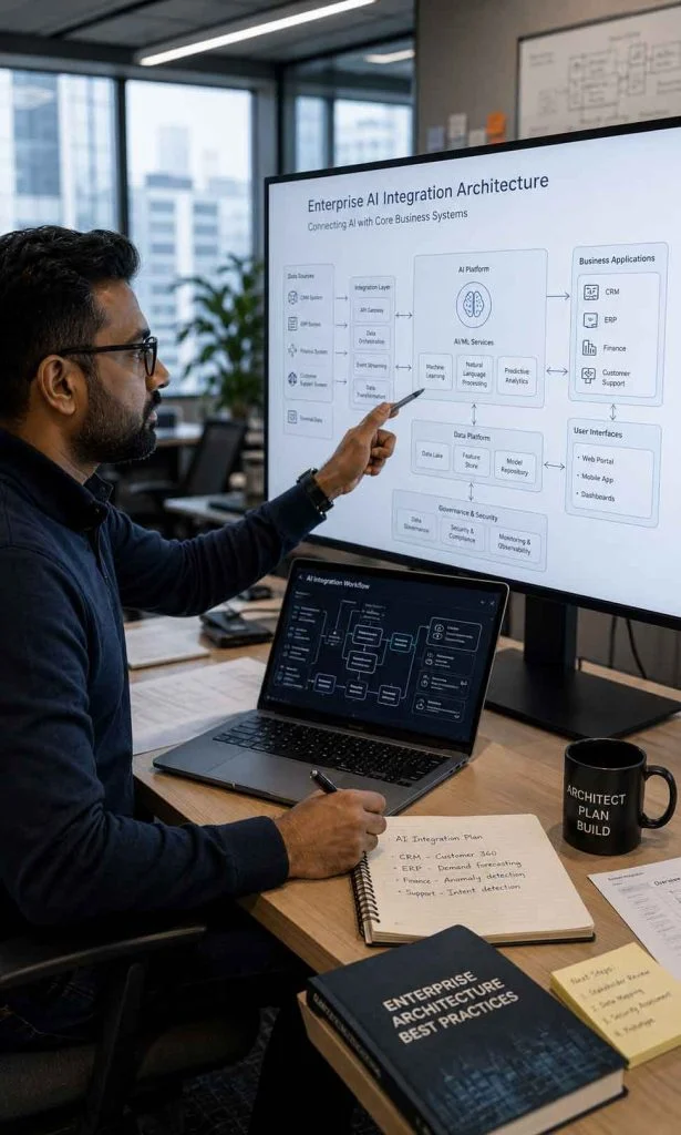 IT architect planning AI integration with business systems