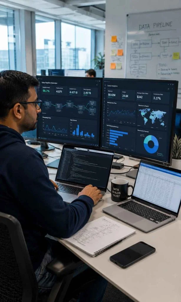 Data engineer preparing enterprise data before AI implementation