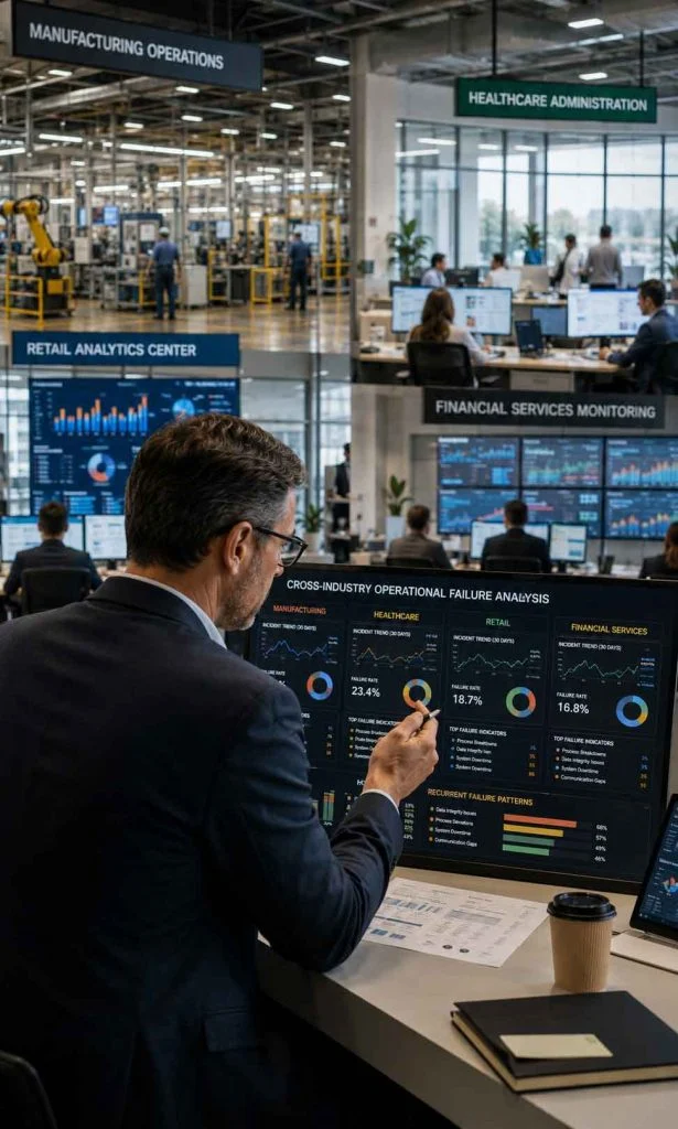 Business leaders comparing recurring AI failure patterns across multiple industries