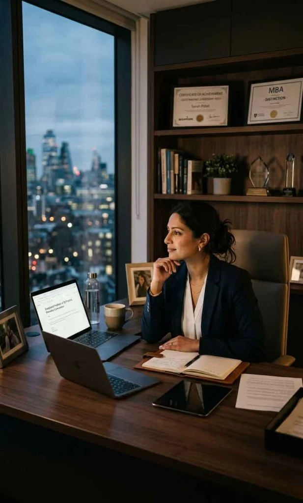 Professional sitting alone questioning personal achievements despite visible success