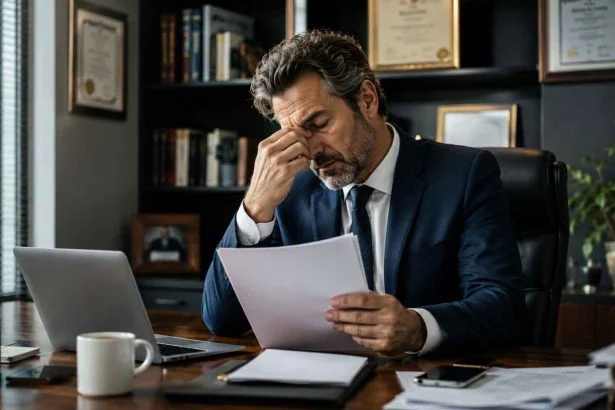 Successful professional under pressure despite high achievement and visible success