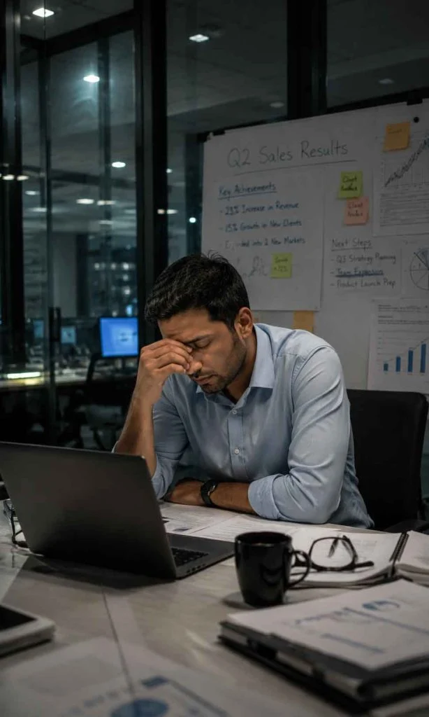 Professional experiencing burnout caused by constant pressure and unrealistic standards