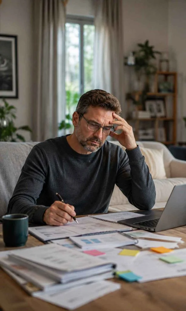 Individual struggling to relax because of perfectionistic expectations