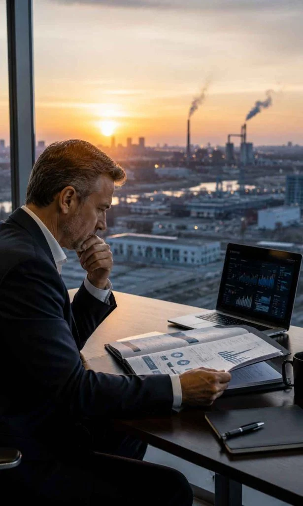 Executive analyzing early warning signals of enterprise AI failure before major incidents occur