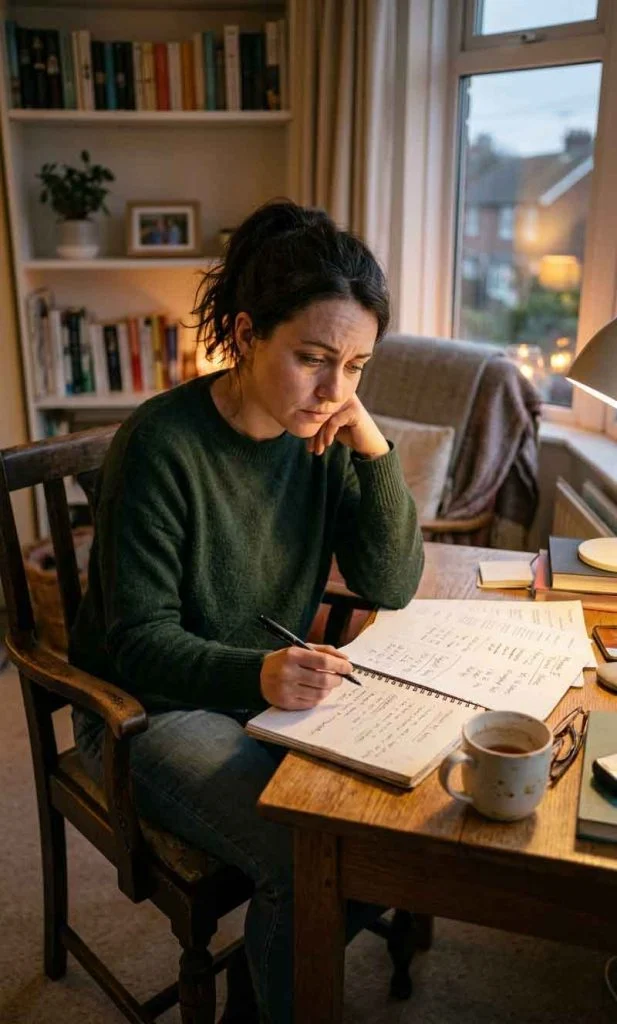 Individual practicing self-compassion after a setback
