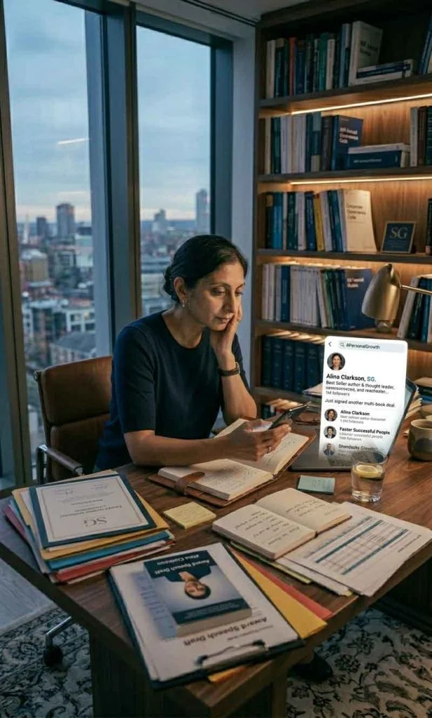 Person comparing themselves to curated social media success stories