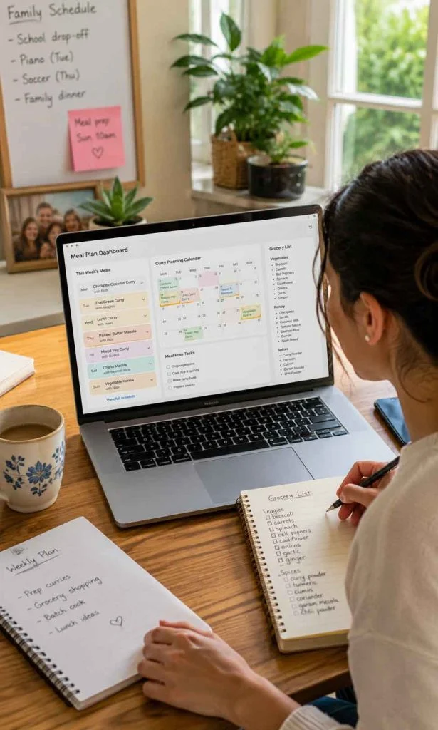 Digital family curry meal planning dashboard