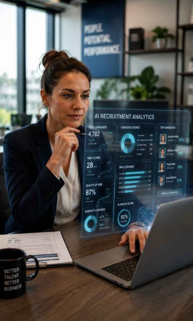 AI-powered recruitment technology assisting professional recruiters.