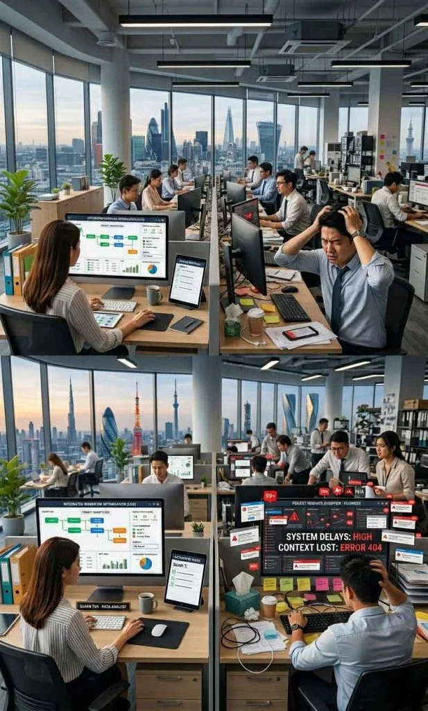 Comparison between healthy and failing AI workflow automation systems